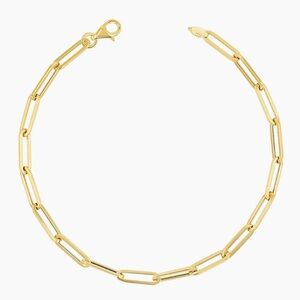 14K Solid Gold Paperclip Chain Bracelet